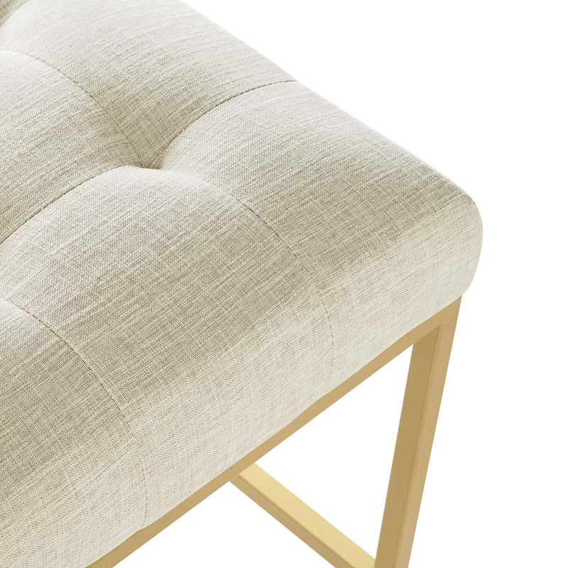 Privy Gold Stainless Steel Upholstered Fabric Bar Stool