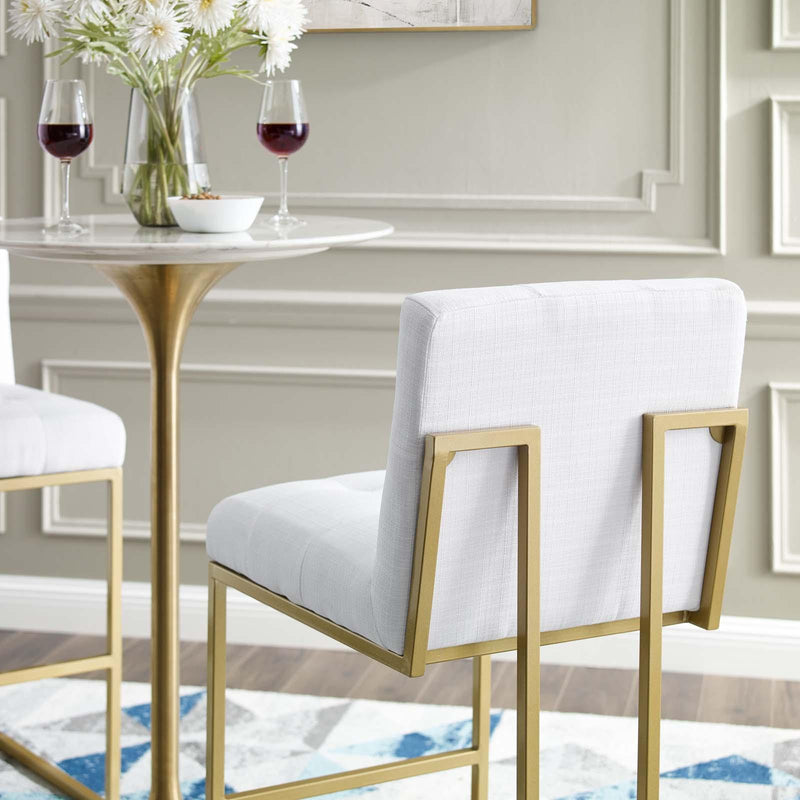 Privy Gold Stainless Steel Upholstered Fabric Bar Stool