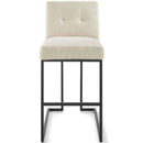 Privy Black Stainless Steel Upholstered Fabric Bar Stool