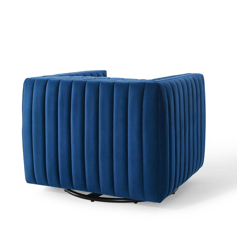 Conjure Channel Tufted Performance Velvet Swivel Armchair