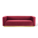 Charisma Channel Tufted Performance Velvet Living Room Sofa