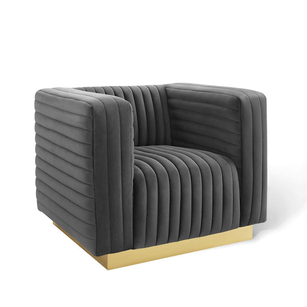 Charisma Channel Tufted Performance Velvet Accent Armchair image