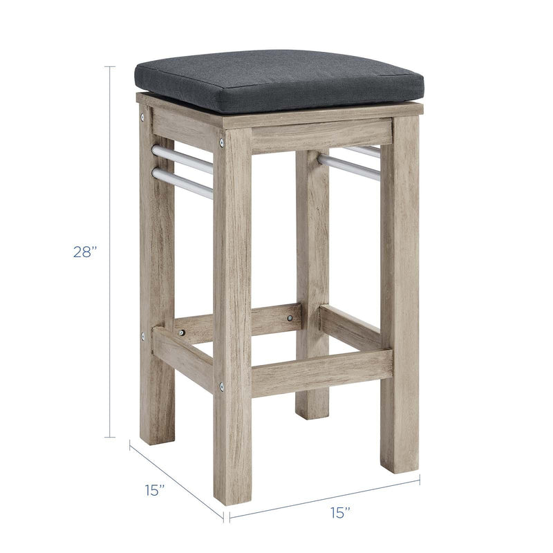 Wiscasset Outdoor Patio Acacia Wood Bar Stool Set of 2