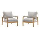 Orlean Outdoor Patio Eucalyptus Wood Lounge Armchair Set of 2