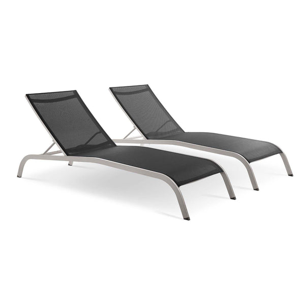 Savannah Outdoor Patio Mesh Chaise Lounge Set of 2 image
