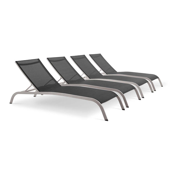 Savannah Outdoor Patio Mesh Chaise Lounge Set of 4 image