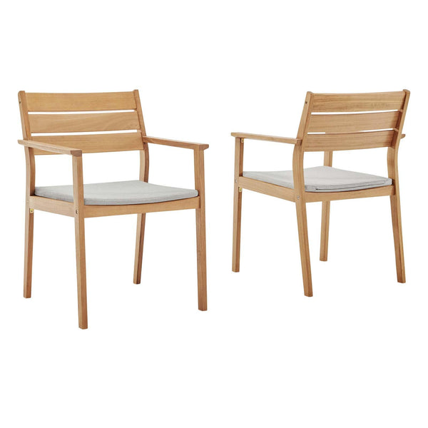 Viewscape Outdoor Patio Ash Wood Dining Armchair Set of 2 image