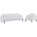 Agile Upholstered Fabric Sofa and Armchair Set