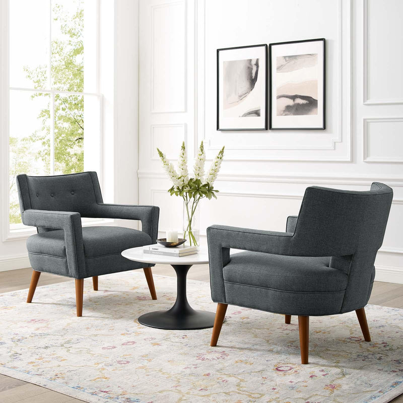 Sheer Upholstered Fabric Armchair Set of 2