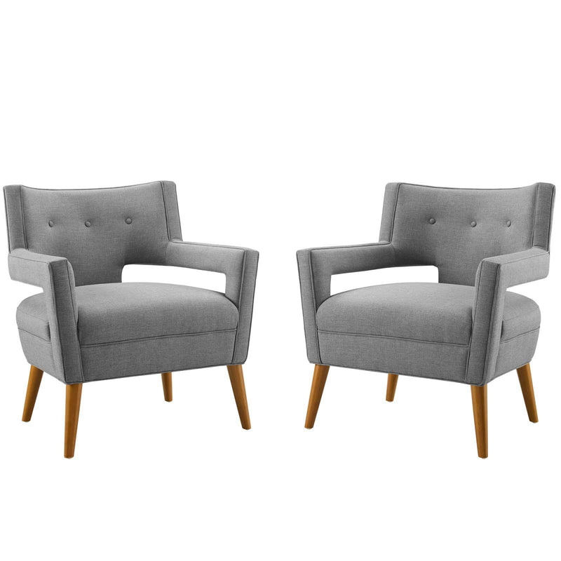 Sheer Upholstered Fabric Armchair Set of 2