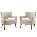 Sheer Upholstered Fabric Armchair Set of 2