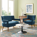 Sheer Upholstered Fabric Loveseat and Armchair Set