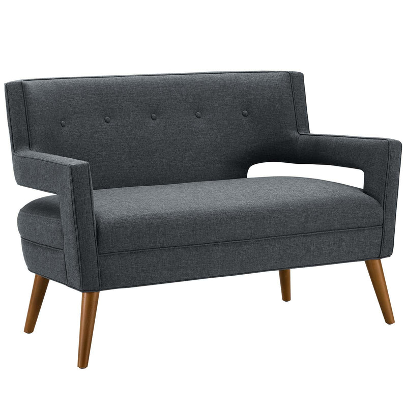 Sheer Upholstered Fabric Loveseat