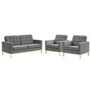 Loft Gold Stainless Steel Leg Performance Velvet 3 Piece Set