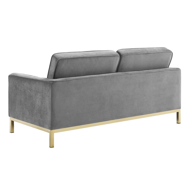 Loft Gold Stainless Steel Leg Performance Velvet Sofa and Loveseat Set