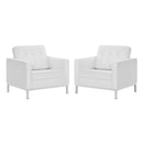 Loft Tufted Upholstered Faux Leather Armchair Set of 2