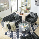 Loft Tufted Upholstered Faux Leather Loveseat and Armchair Set