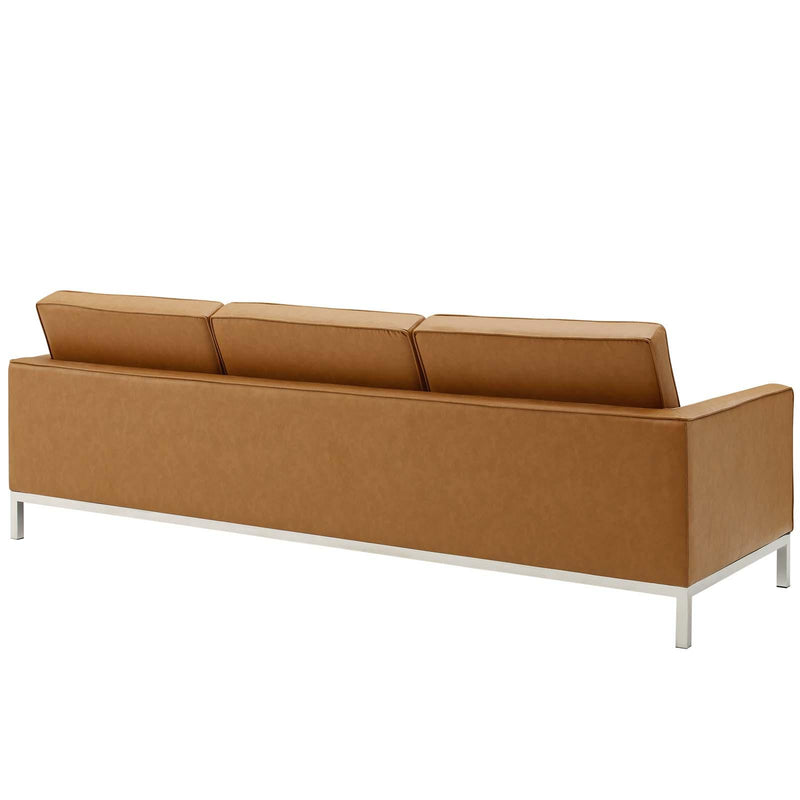 Loft Tufted Upholstered Faux Leather Sofa