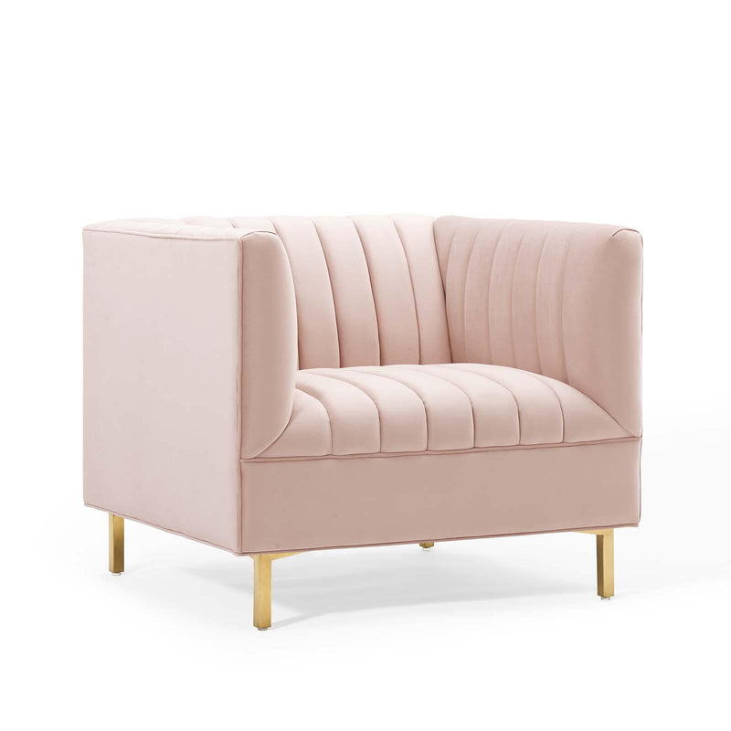 Shift Channel Tufted Performance Velvet Armchair