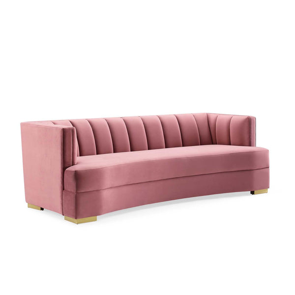 Encompass Channel Tufted Performance Velvet Curved Sofa image