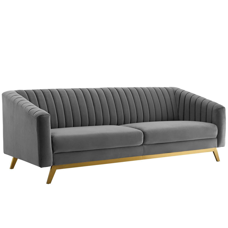 Valiant Vertical Channel Tufted Performance Velvet Sofa image