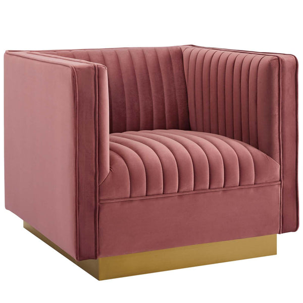 Sanguine Vertical Channel Tufted Accent Performance Velvet Armchair image