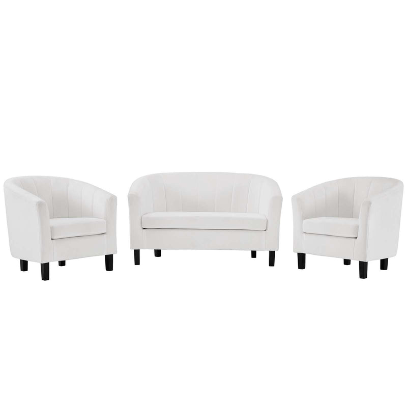 Prospect Channel Tufted 3 Piece Performance Velvet Set