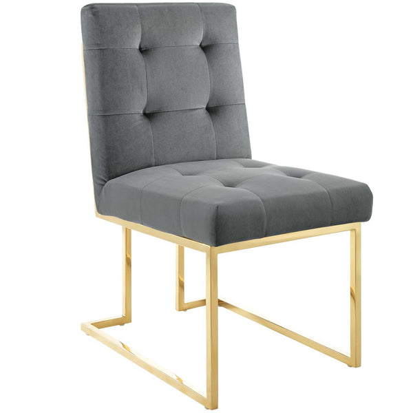 Privy Gold Stainless Steel Performance Velvet Dining Chair image