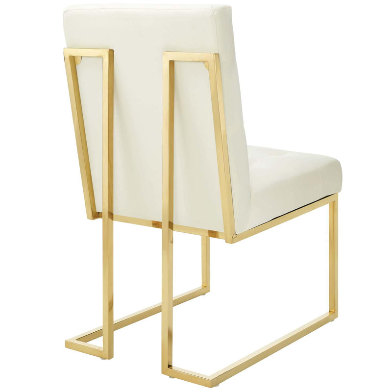 Privy Gold Stainless Steel Performance Velvet Dining Chair Set of 2