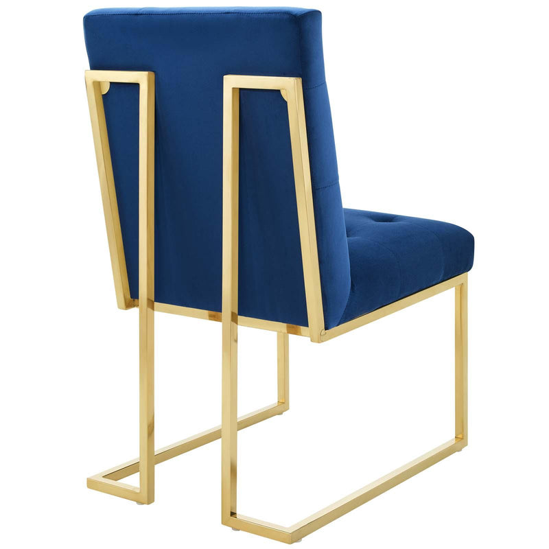 Privy Gold Stainless Steel Performance Velvet Dining Chair Set of 2