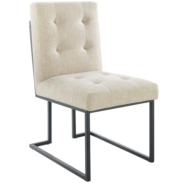 Privy Black Stainless Steel Upholstered Fabric Dining Chair image
