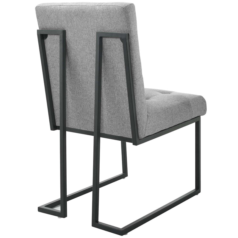 Privy Black Stainless Steel Upholstered Fabric Dining Chair Set of 2