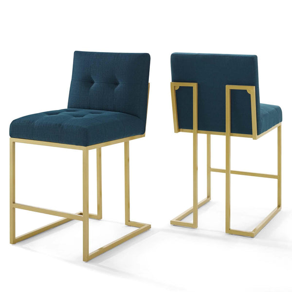 Privy Gold Stainless Steel Upholstered Fabric Counter Stool Set of 2 image