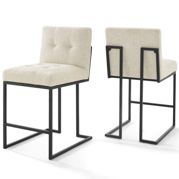 Privy Black Stainless Steel Upholstered Fabric Counter Stool Set of 2 image