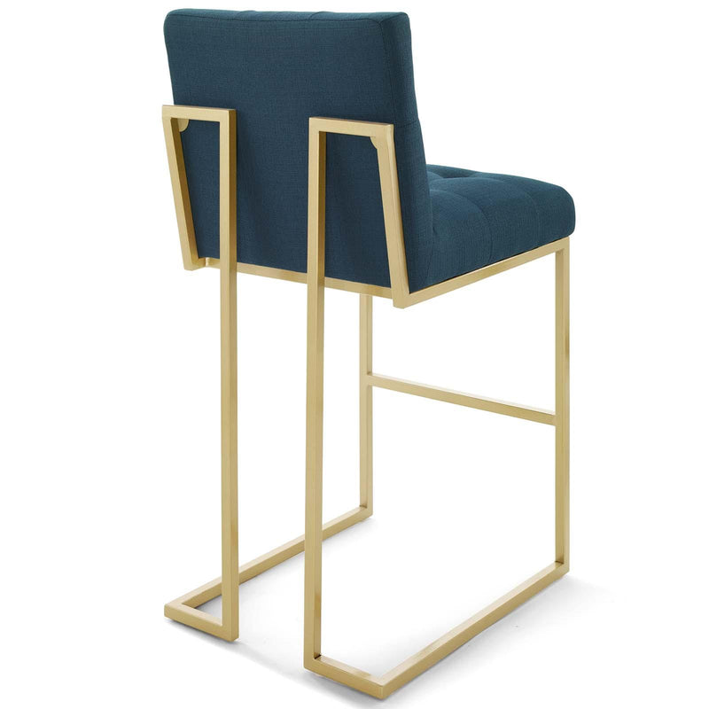 Privy Gold Stainless Steel Upholstered Fabric Bar Stool