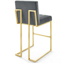 Privy Gold Stainless Steel Performance Velvet Bar Stool