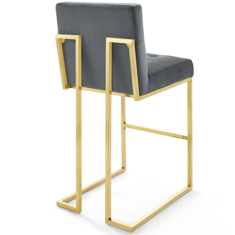 Privy Gold Stainless Steel Performance Velvet Bar Stool Set of 2