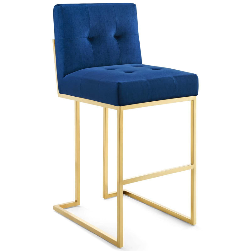 Privy Gold Stainless Steel Performance Velvet Bar Stool