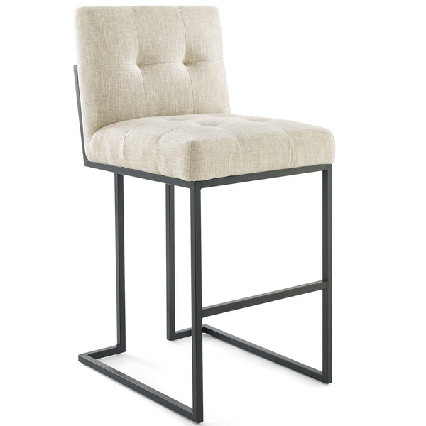 Privy Black Stainless Steel Upholstered Fabric Bar Stool image
