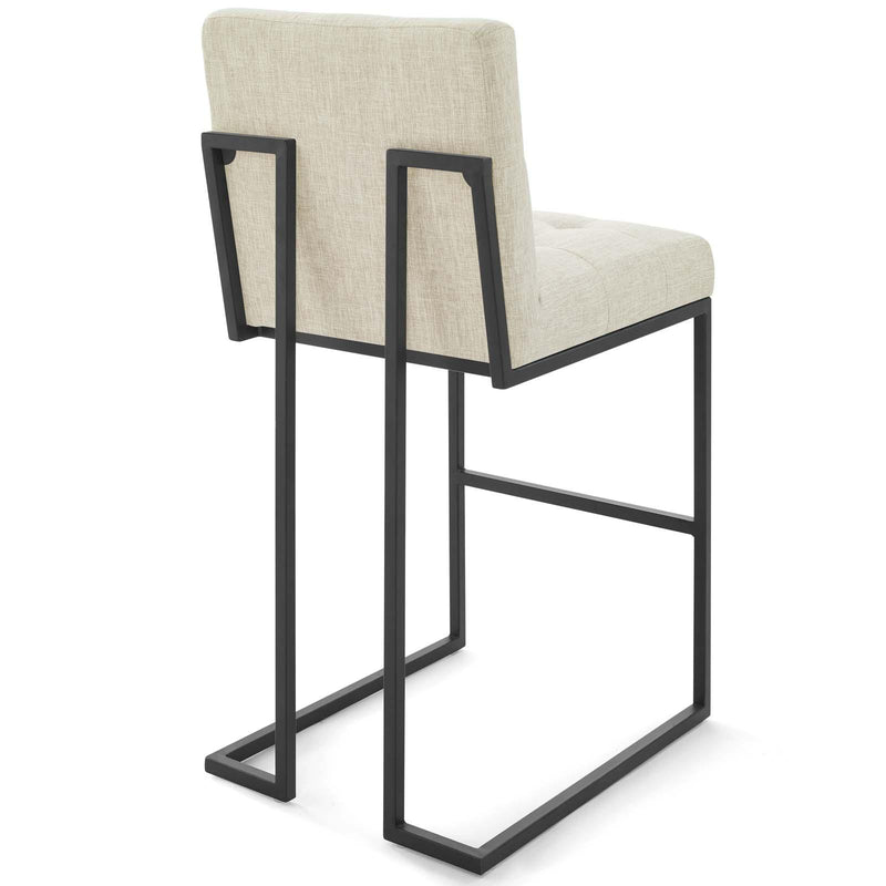 Privy Black Stainless Steel Upholstered Fabric Bar Stool Set of 2