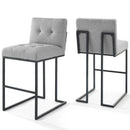 Privy Black Stainless Steel Upholstered Fabric Bar Stool Set of 2