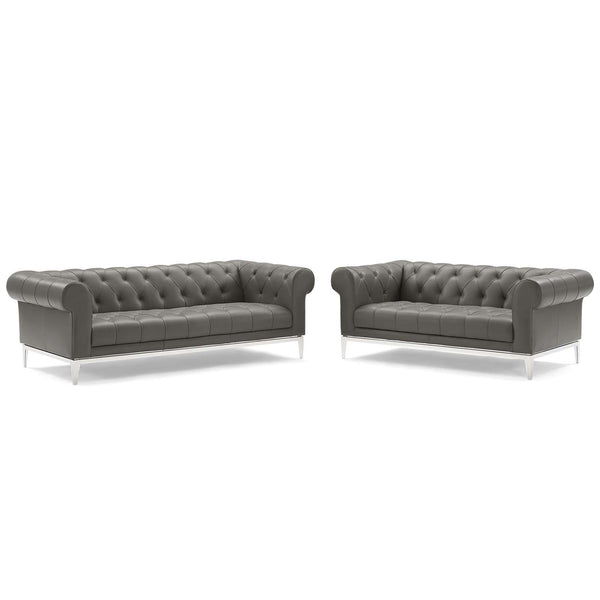 Idyll Tufted Upholstered Leather Sofa and Loveseat Set image