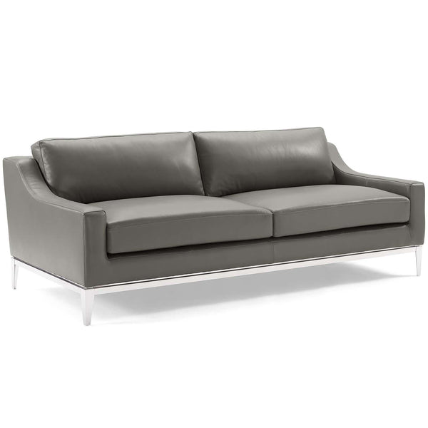 Harness 83.5" Stainless Steel Base Leather Sofa image