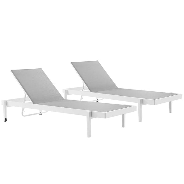 Charleston Outdoor Patio Aluminum Chaise Lounge Chair Set of 2 image