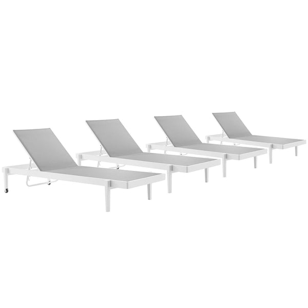 Charleston Outdoor Patio Aluminum Chaise Lounge Chair Set of 4 image
