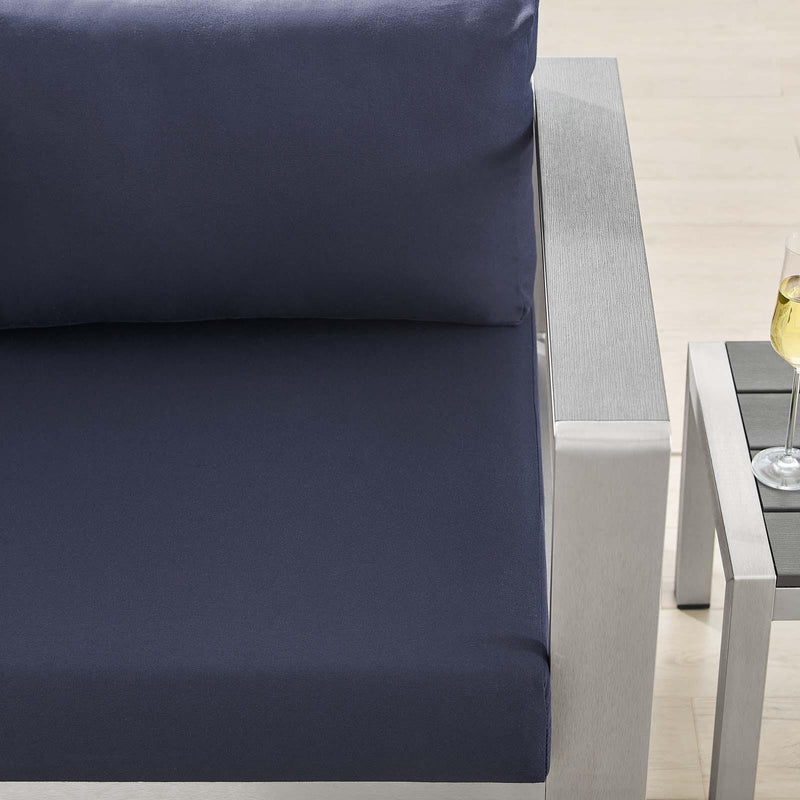 Shore Sunbrella� Fabric Aluminum Outdoor Patio Right-Arm Loveseat