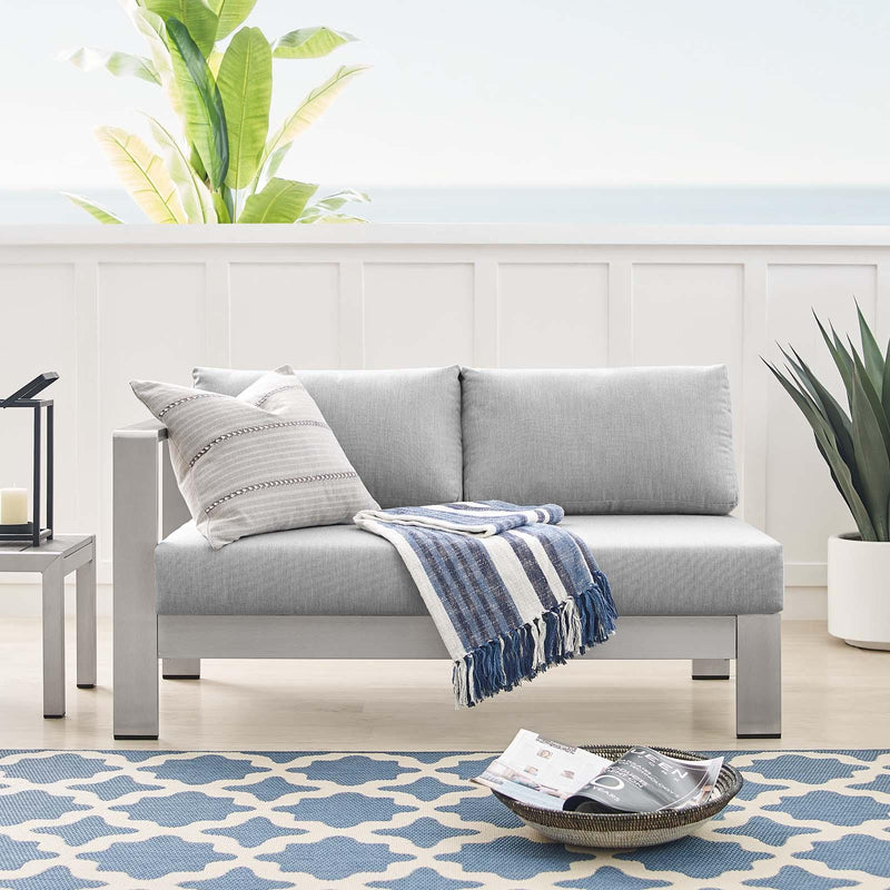 Shore Sunbrella� Fabric Aluminum Outdoor Patio Left-Arm Loveseat