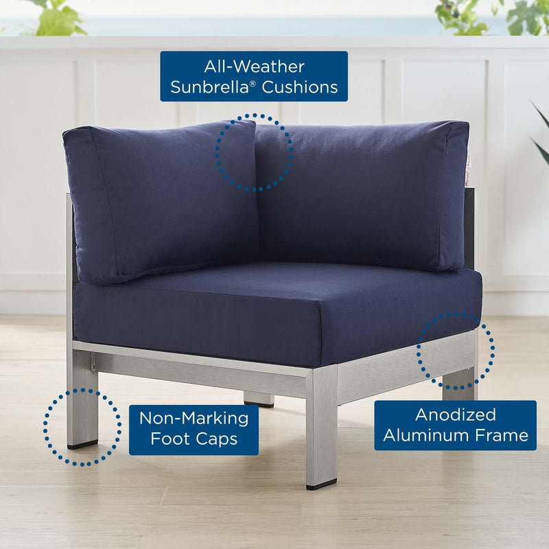 Shore Sunbrella� Fabric Aluminum Outdoor Patio Corner Sofa