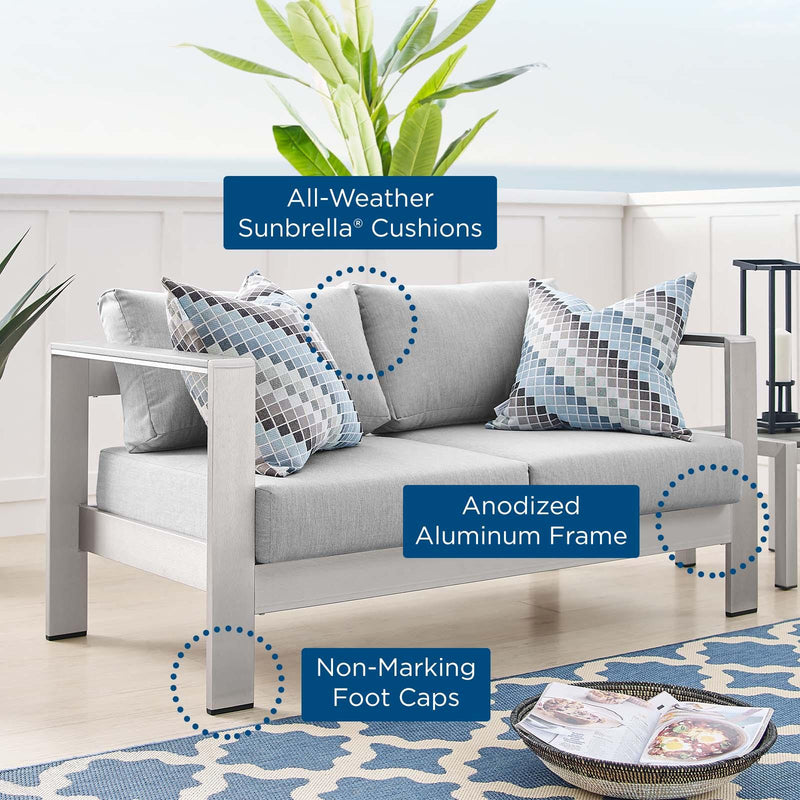 Shore Sunbrella� Fabric Aluminum Outdoor Patio Loveseat