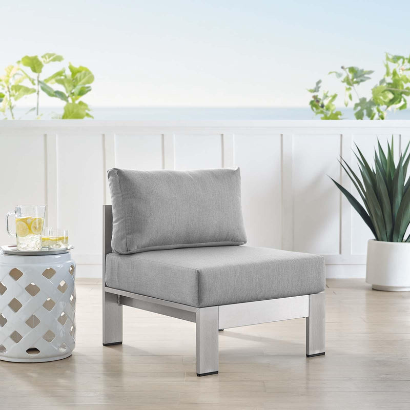 Shore Sunbrella� Fabric Aluminum Outdoor Patio Armless Chair